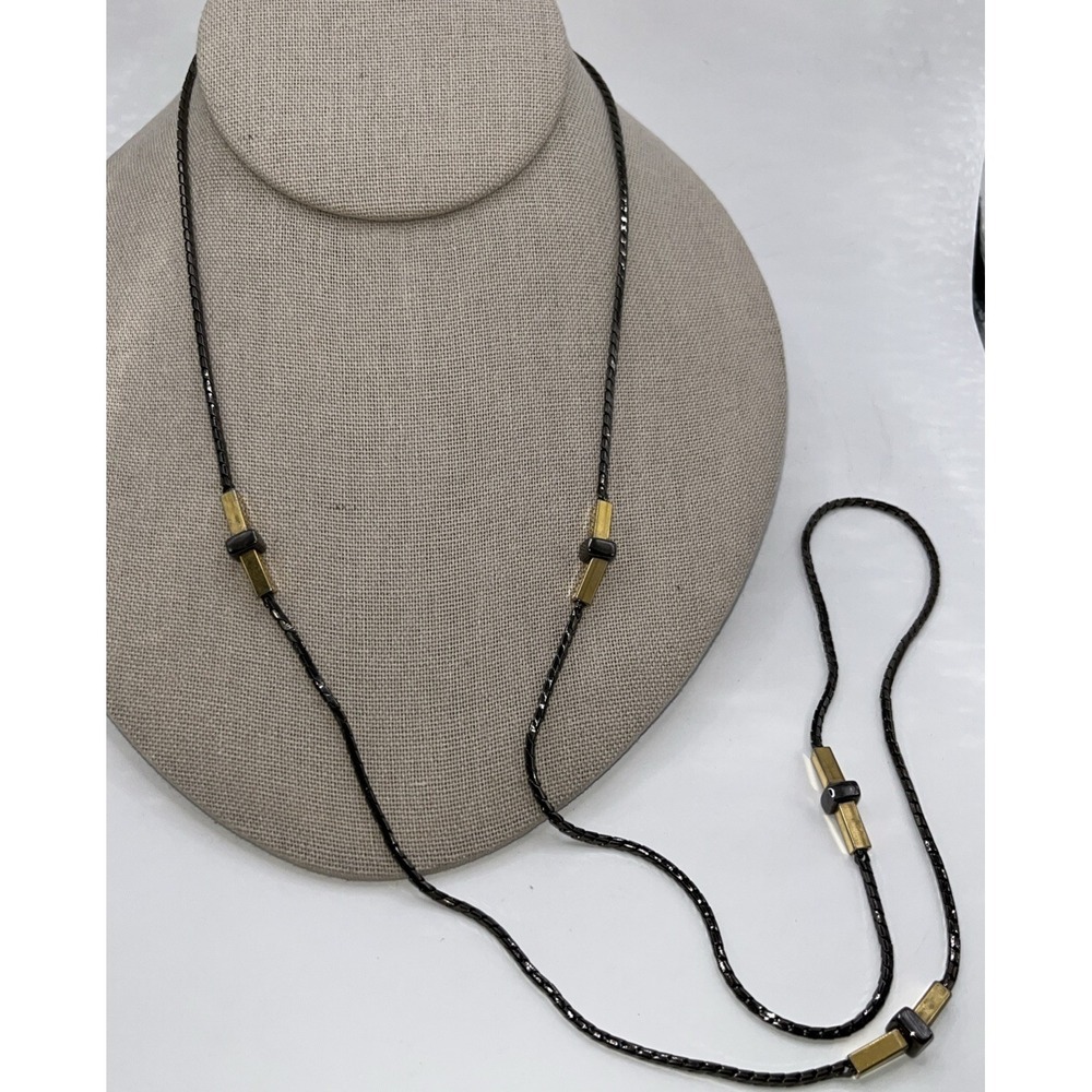 Monet Gunmetal & Gold-Tone Station Necklace Modernist Mixed Metal Modern Classy